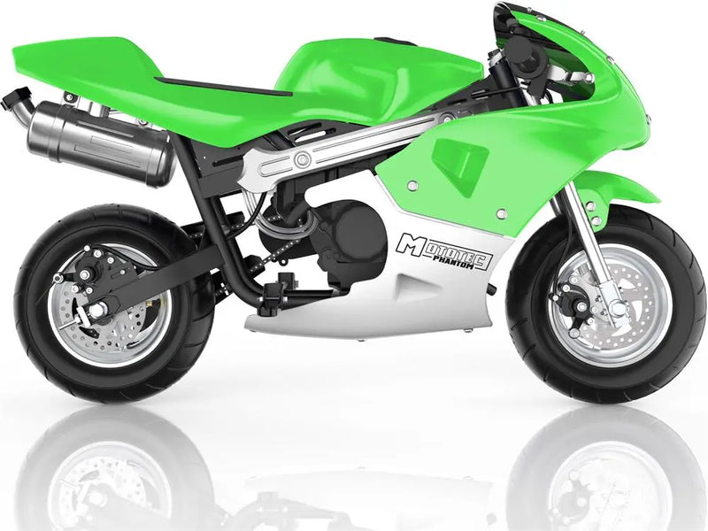 Mototec Phantom Gas Pocket Bike 49cc 2-stroke Green MotoTec