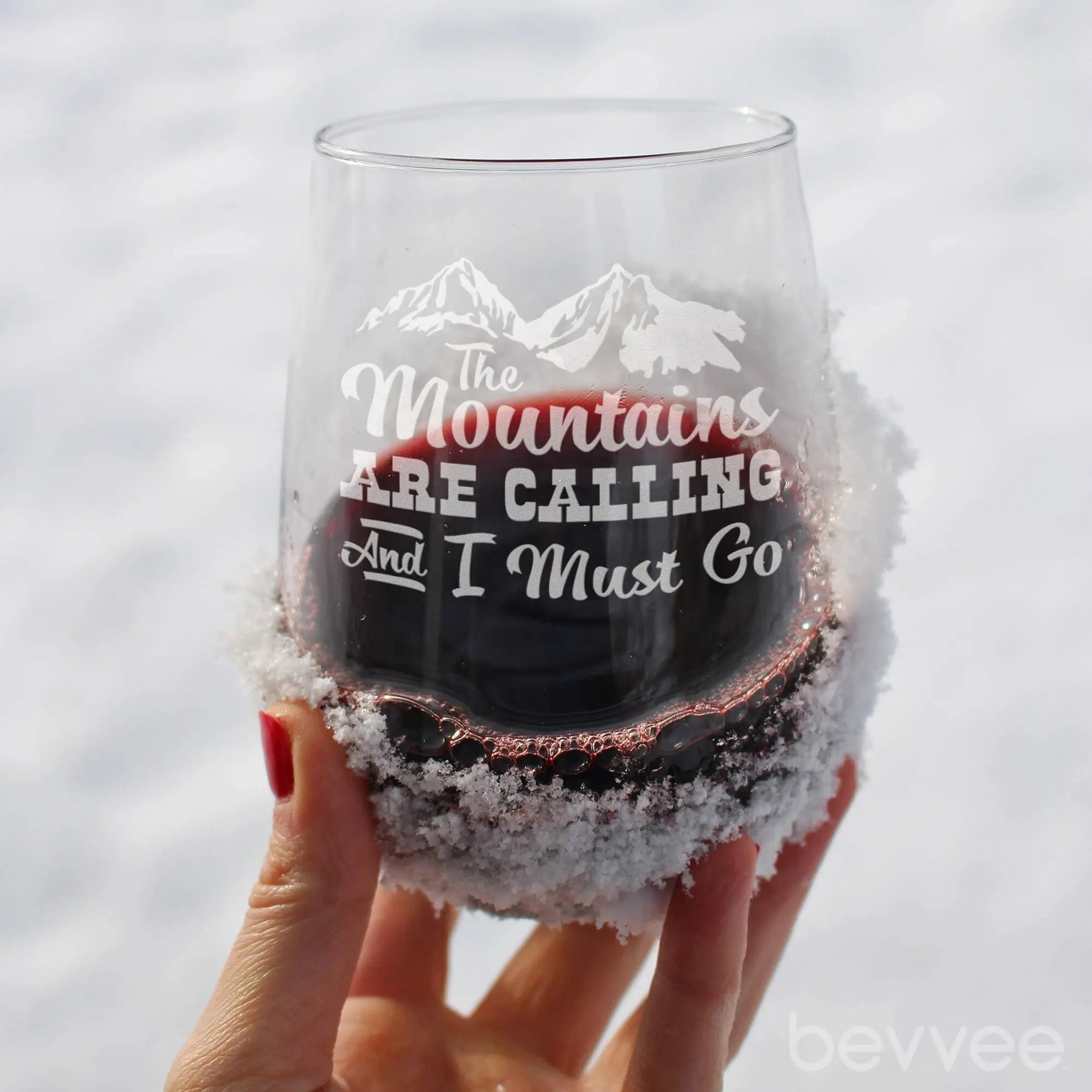 Mountains are Calling Stemless Wine Glass - Outdoorsy Gifts Bevvee