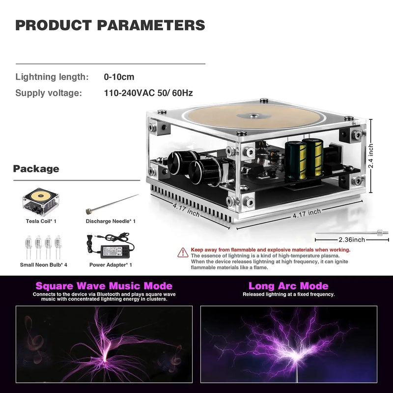 Multi-Function Tesla Music Tesla Coil Speaker, Wireless Transmission Lighting, Science and Education Experimental Products GreatEagleInc