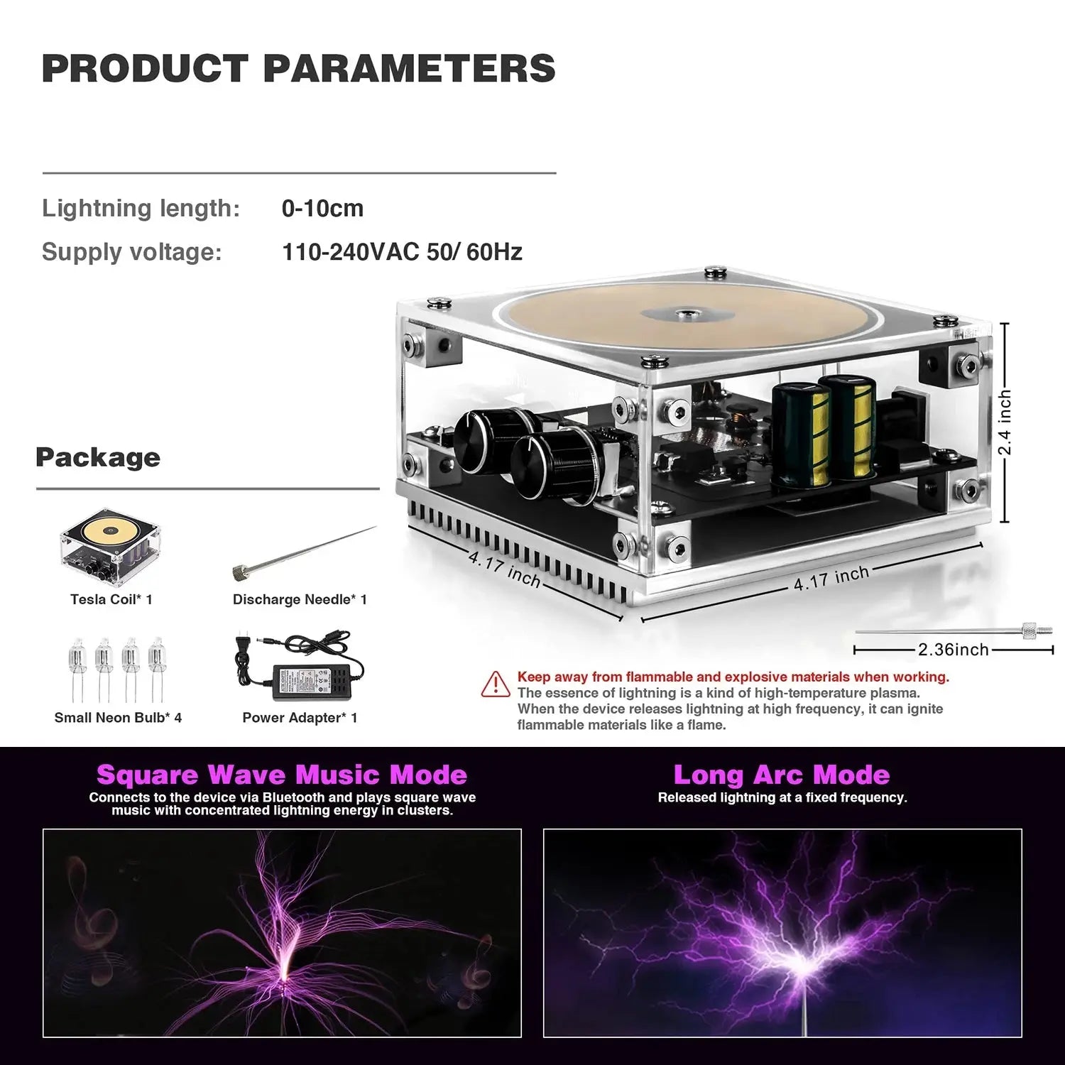Multi-Function Tesla Music Tesla Coil Speaker, Wireless Transmission Lighting, Science and Education Experimental Products GreatEagleInc