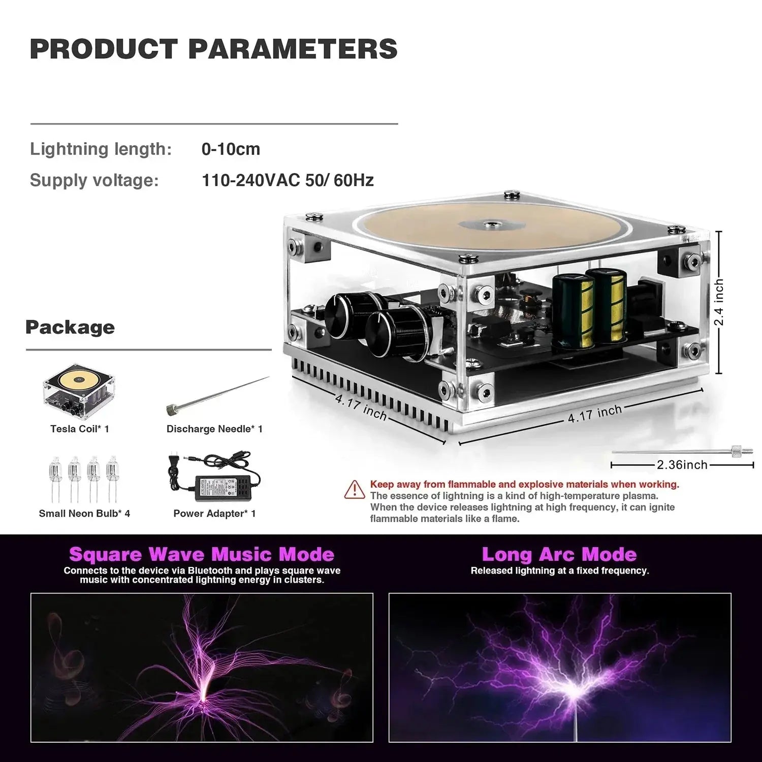 Multi-Function Tesla Music Tesla Coil Speaker, Wireless Transmission Lighting, Science and Education Experimental Products GreatEagleInc