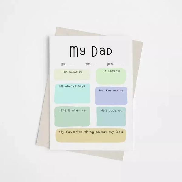 "My Dad" - Fill in the Blank Father's Day Card Black Cat Bazaar