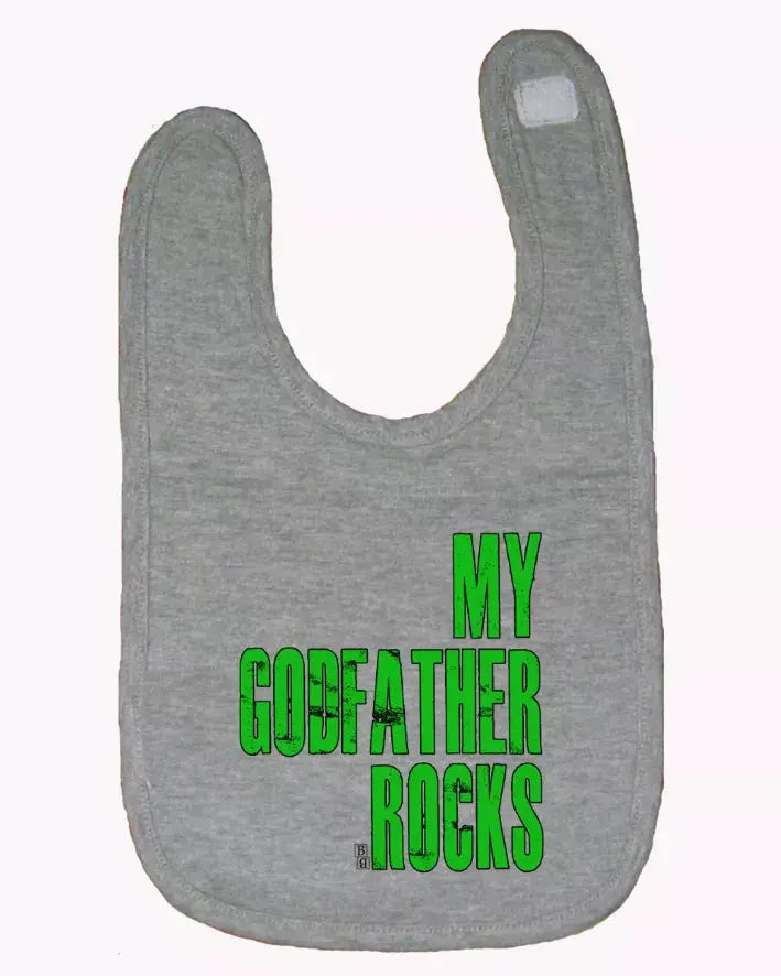 My Godfather Rocks Cute Baby and Toddler Bib  One Size Bad Baby Inc