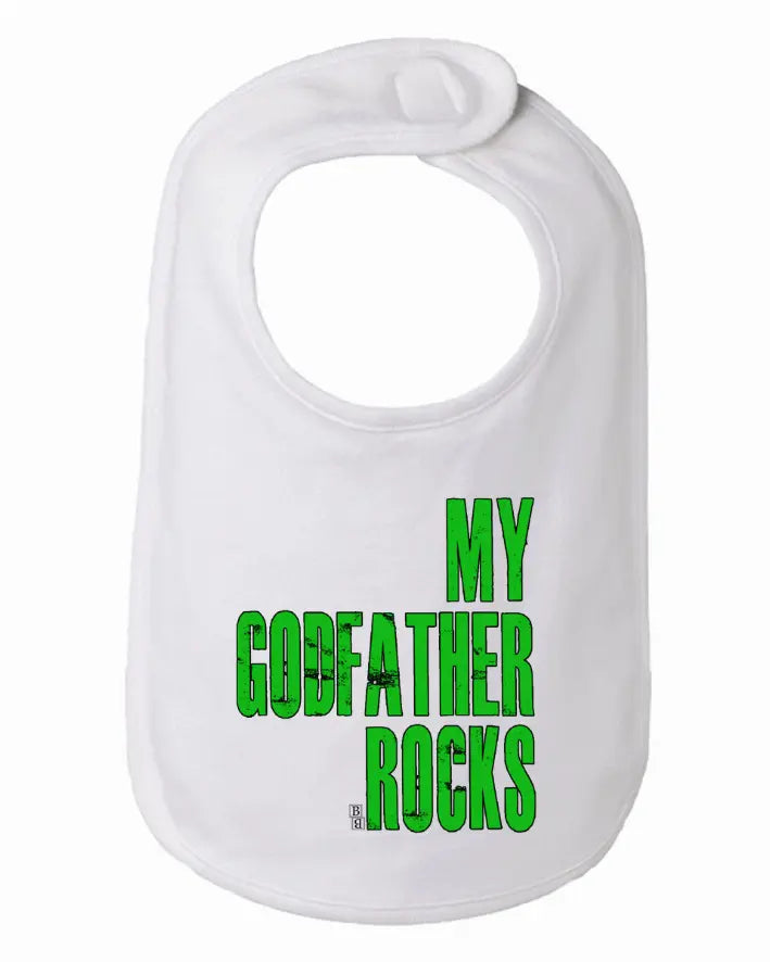My Godfather Rocks Cute Baby and Toddler Bib  One Size Bad Baby Inc