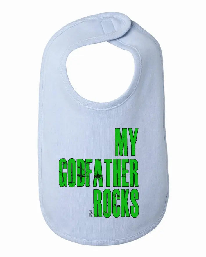 My Godfather Rocks Cute Baby and Toddler Bib  One Size Bad Baby Inc