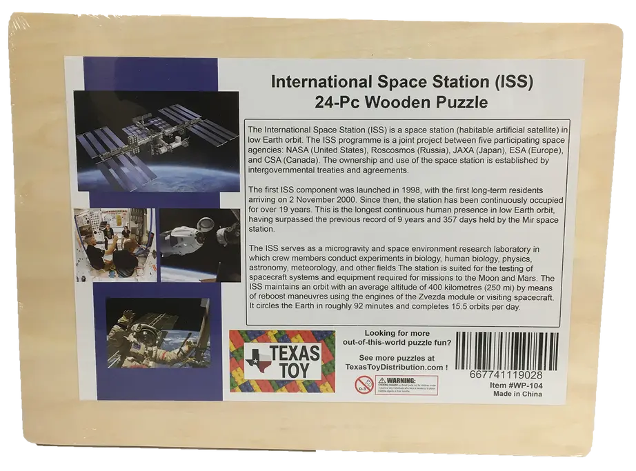 NASA International Space Station 24-pc Wood Jigsaw Puzzle Texas Toy Distribution