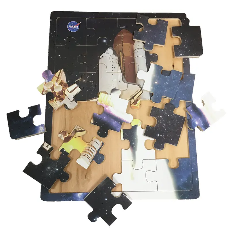 NASA Space Shuttle Stack Launch Wood 24-pc Jigsaw Puzzle Texas Toy Distribution