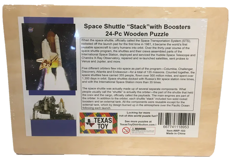 NASA Space Shuttle Stack Launch Wood 24-pc Jigsaw Puzzle Texas Toy Distribution