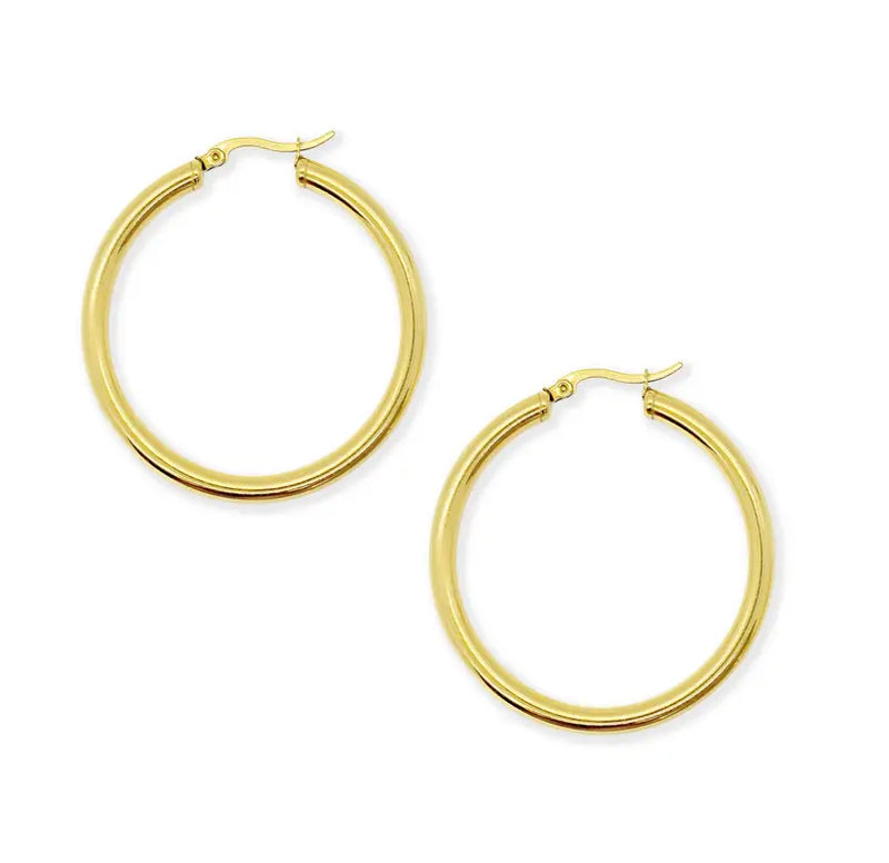 NIKKI LARGE GOLD HOOP EARRINGS Mai Desiree