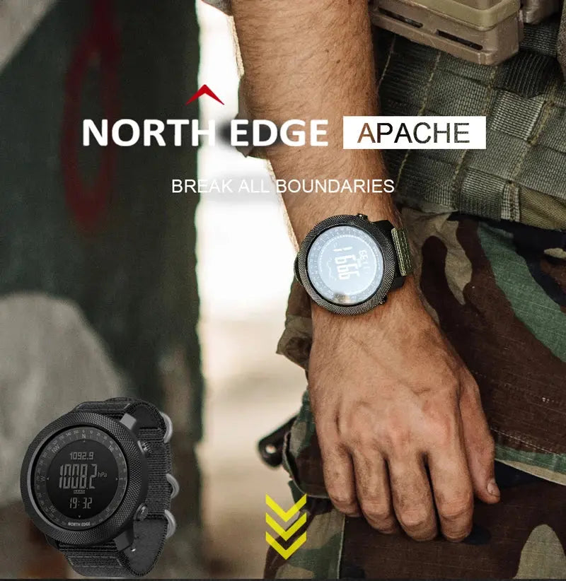NORTH EDGE Men's sport Digital watch Hours Running Swimming Military Army watches Altimeter Barometer Compass waterproof 50m GreatEagleInc