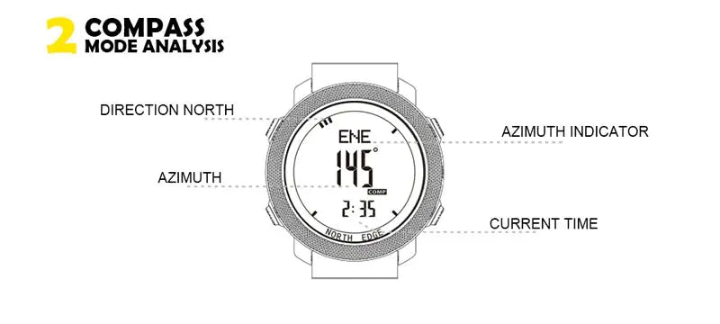 NORTH EDGE Men's sport Digital watch Hours Running Swimming Military Army watches Altimeter Barometer Compass waterproof 50m GreatEagleInc