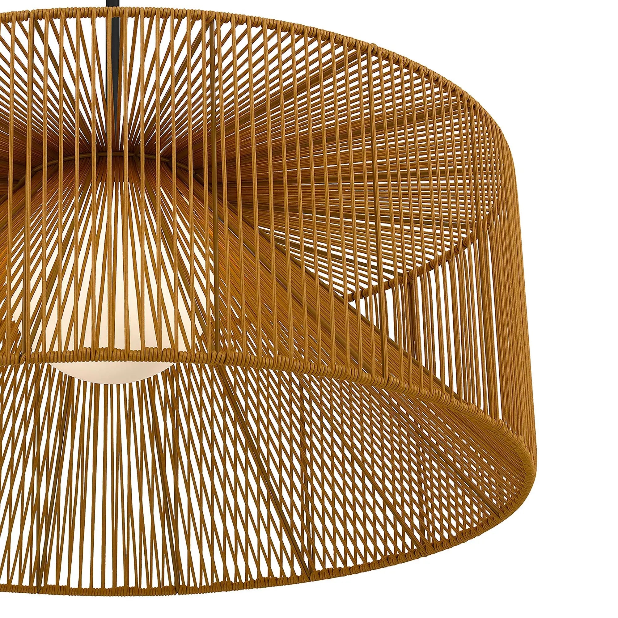 Natural And Black Rattan And Metal LED Dimmable Outdoor Hanging Pendent Light Homeroots Outdoor