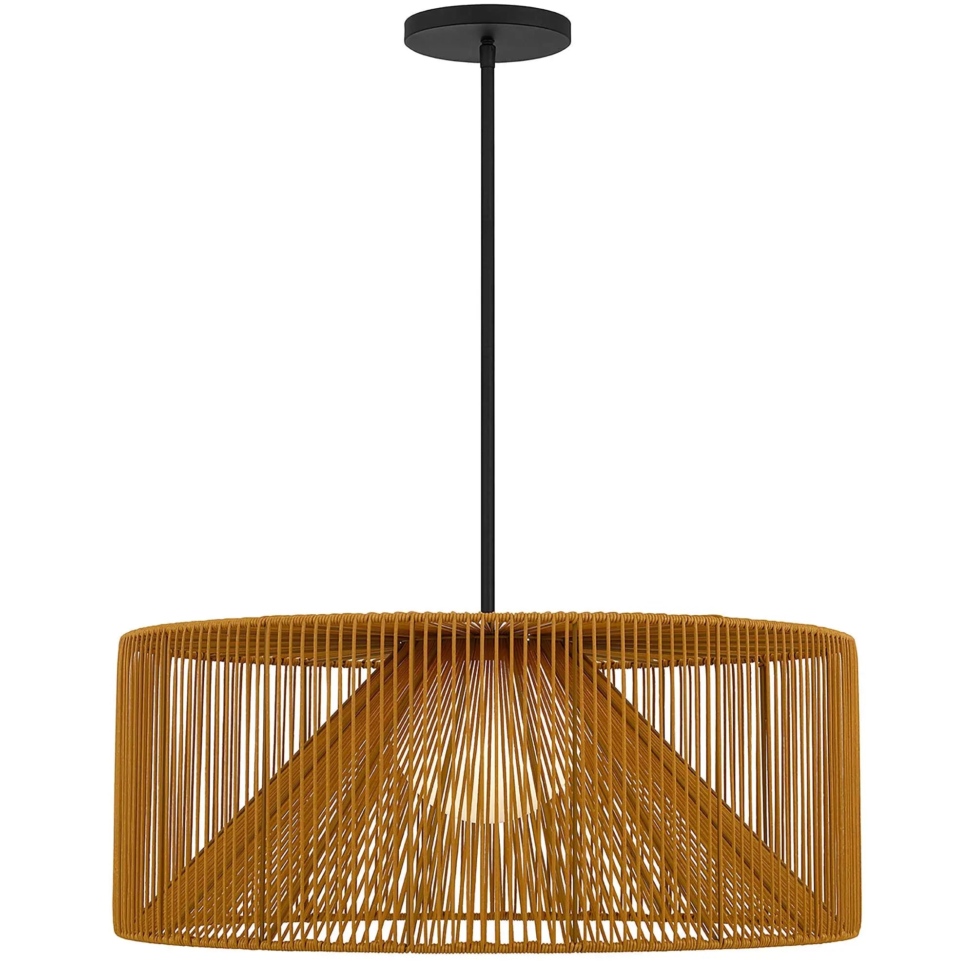 Natural And Black Rattan And Metal LED Dimmable Outdoor Hanging Pendent Light Homeroots Outdoor