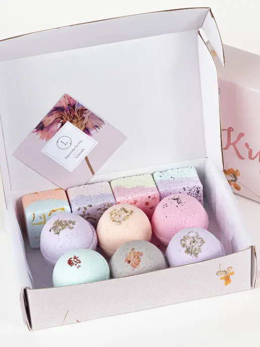 Natural Bath Bombs and Shower Steamers Set - in a Gift Box Lizush