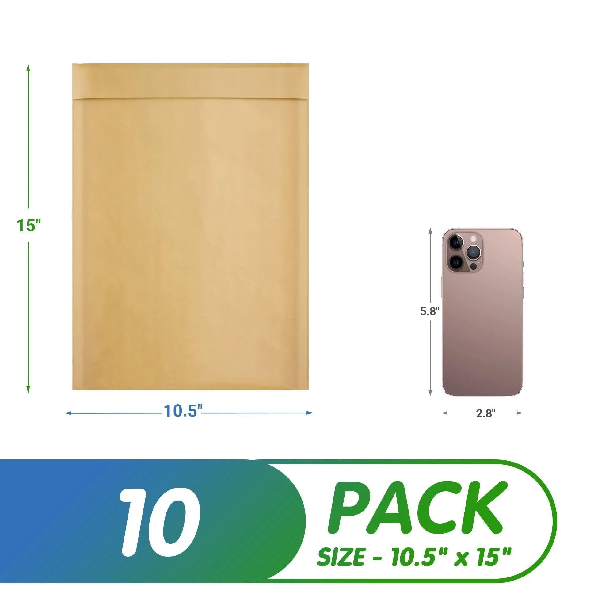 Natural Brown Kraft Bubble Mailers 10.5 x 15 Padded Envelopes 10 1 2 x 15 Pack of 10 Paper Cushion Envelopes with Peel and Seal for Mailing Shipping Packing Packaging Supplies Paper Bag Amiff
