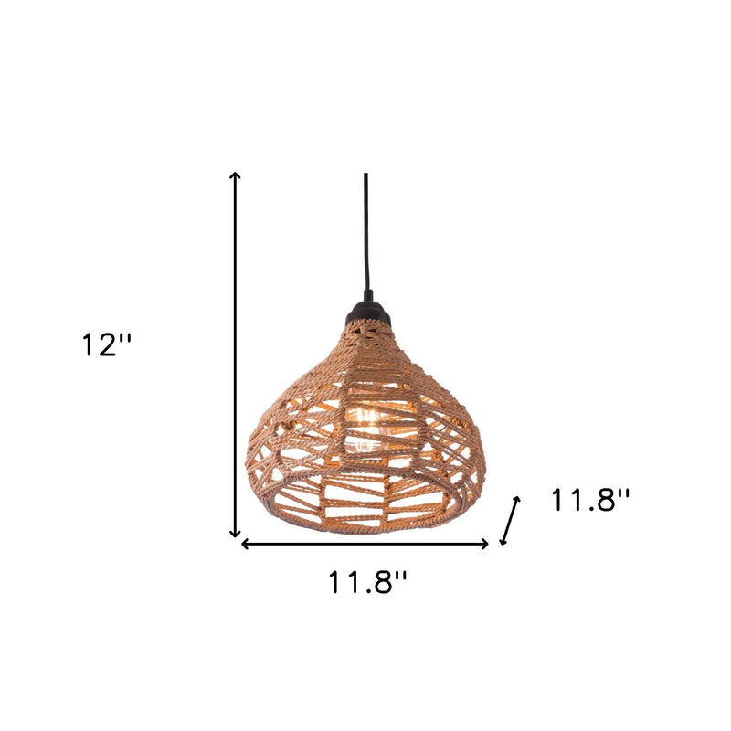 Natural Lantern Metal Dimmable Ceiling Light With Natural Shades - GreatEagleInc