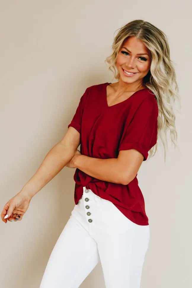 Natural Minded Twist Tee Stay Warm in Style