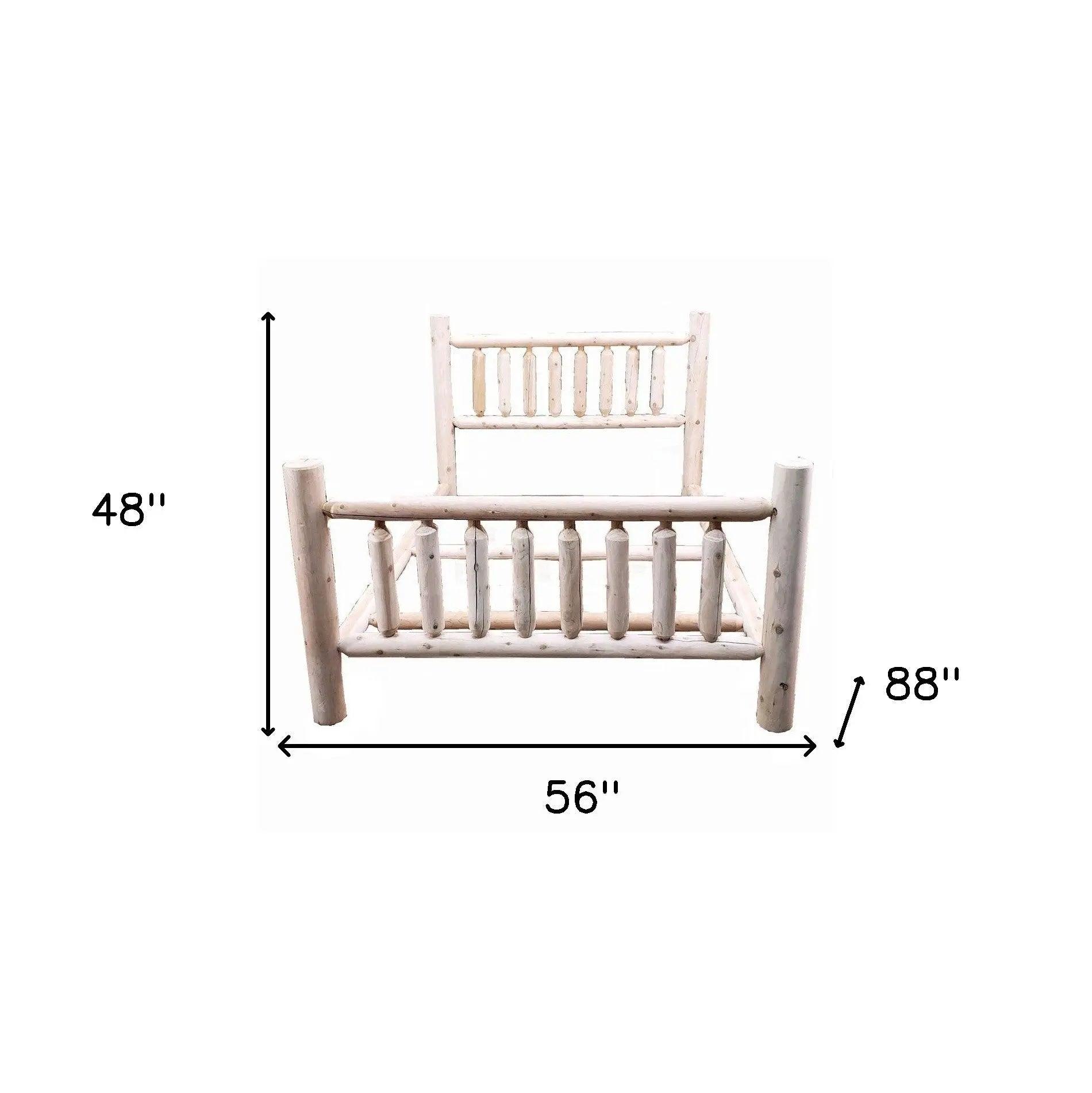 Natural Unfinished Low Post Cedar Log Double Bed - GreatEagleInc