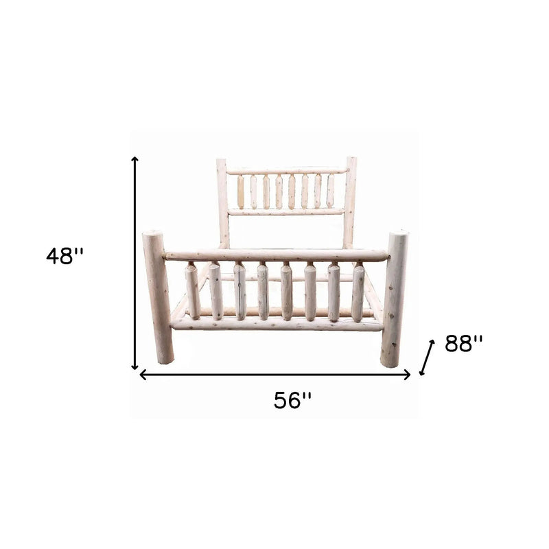 Natural Unfinished Low Post Cedar Log Double Bed - GreatEagleInc
