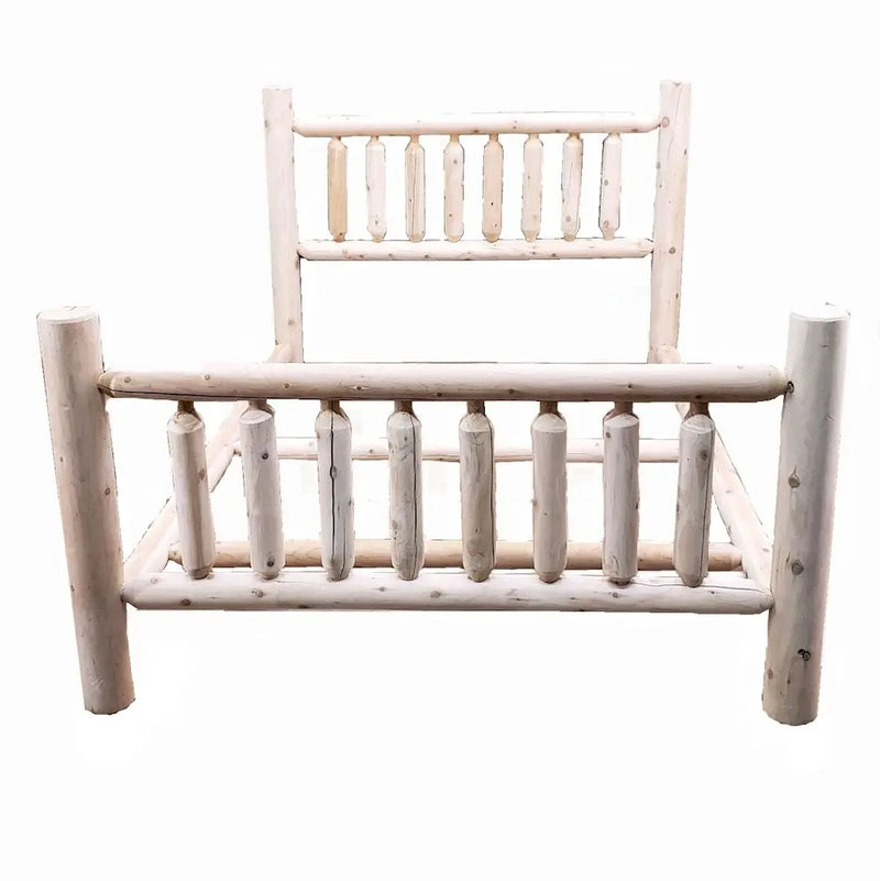Natural Unfinished Low Post Cedar Log Double Bed - GreatEagleInc
