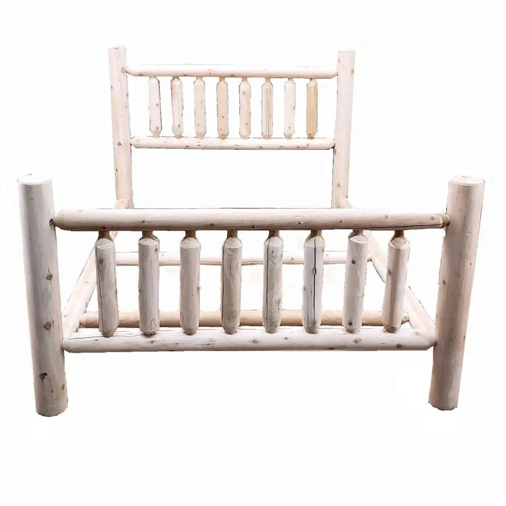 Natural Unfinished Low Post Cedar Log Double Bed - GreatEagleInc