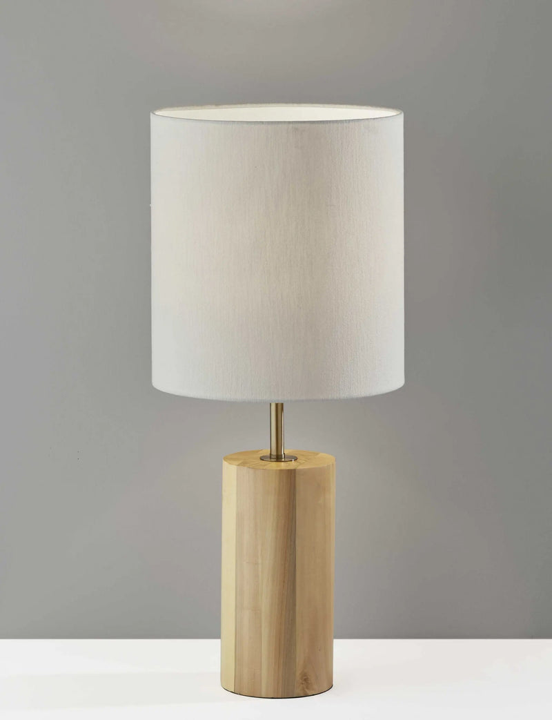 Natural Wood Circular Block Table Lamp - GreatEagleInc