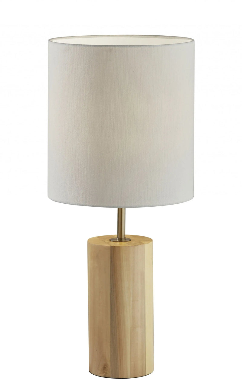 Natural Wood Circular Block Table Lamp - GreatEagleInc