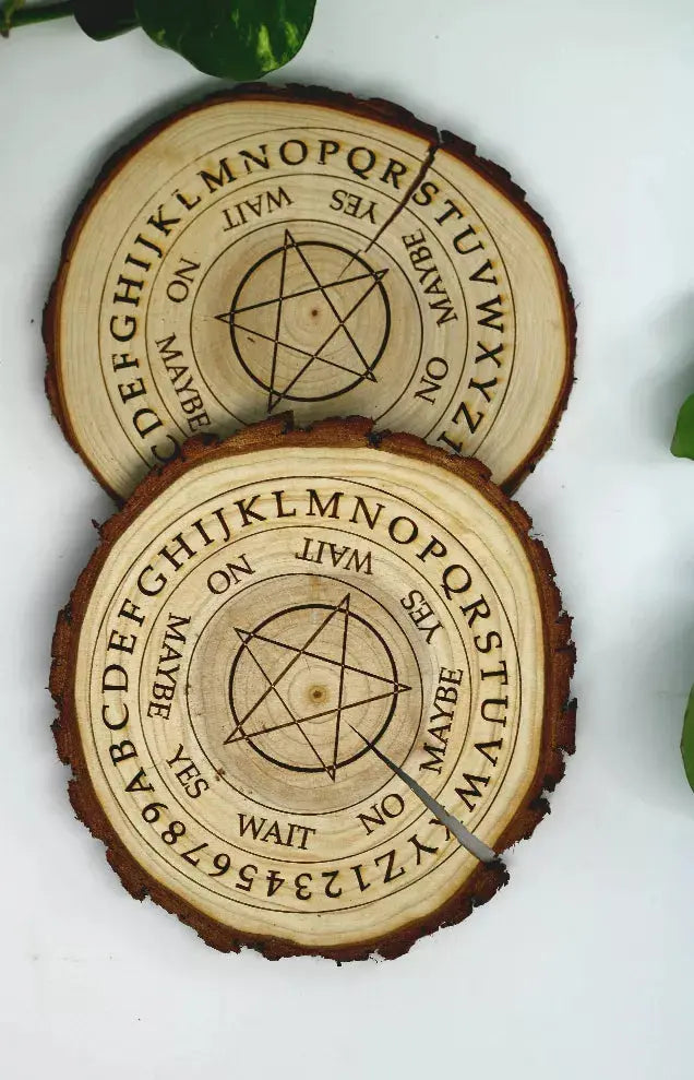 Natural Wood Pentagram Engraved Pendulum Board Three Witches