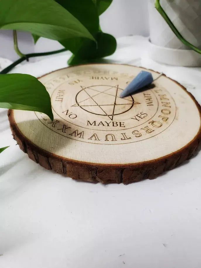 Natural Wood Pentagram Engraved Pendulum Board Three Witches