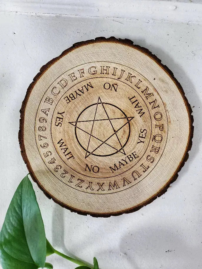 Natural Wood Pentagram Engraved Pendulum Board Three Witches