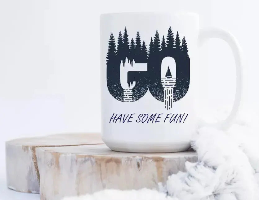 Nature Themed Ceramic Coffee Mug "Go Have Some Fun" | By Trebreh Designs Trebreh Designs