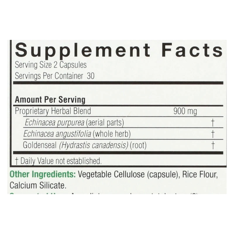 Nature's Answer - Echinacea And Goldenseal Root - 60 Vegetarian Capsules Nature's Answer