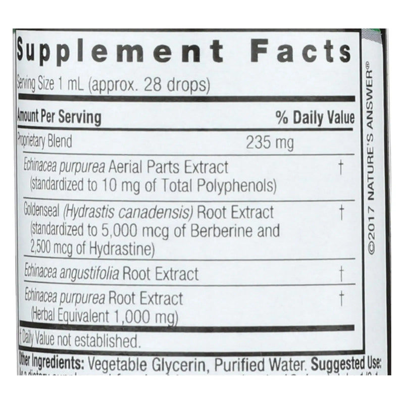 Nature's Answer - Echinacea-goldenseal - Alcohol Free - 1 Oz Nature's Answer