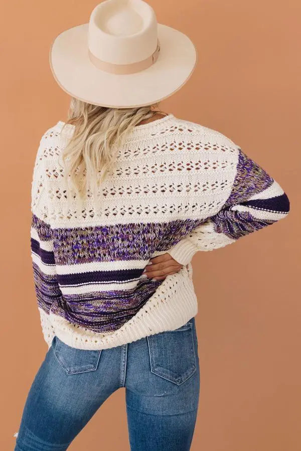 Navi Loose Round Neck Sweater Stay Warm in Style