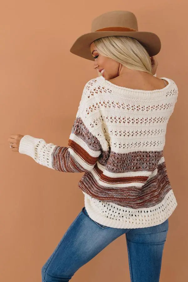 Navi Loose Round Neck Sweater Stay Warm in Style