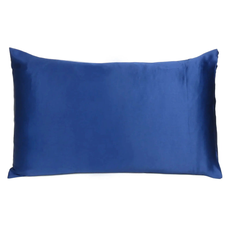 Navy Blue Dreamy Set Of 2 Silky Satin Standard Pillowcases Homeroots Bed & Bath