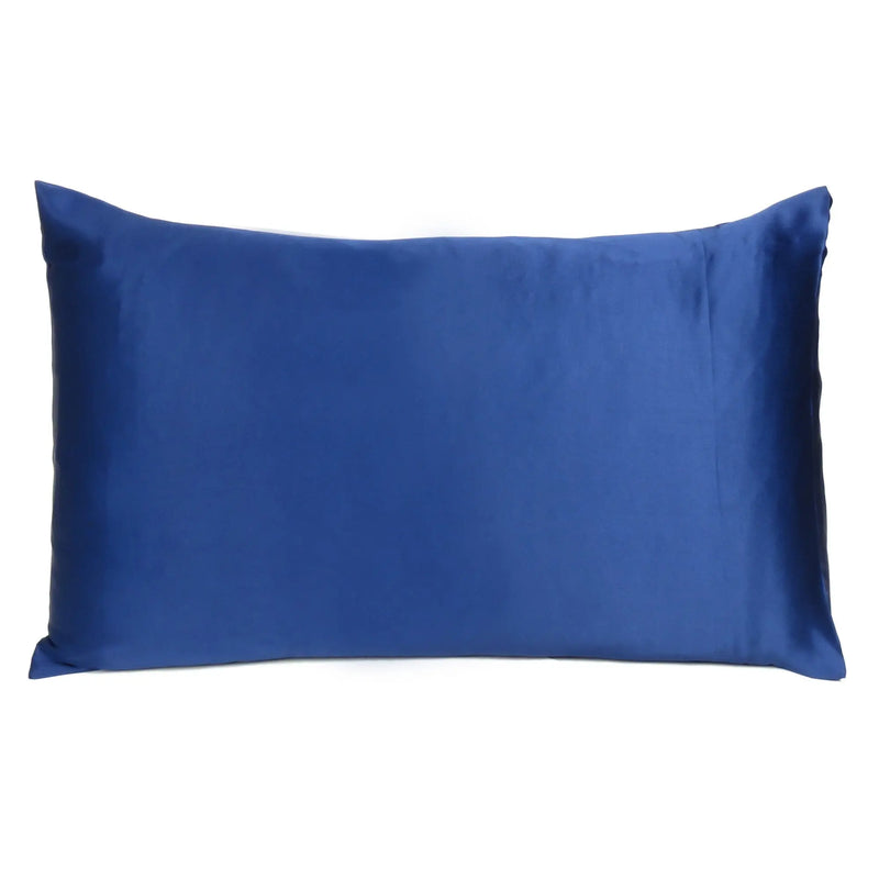 Navy Blue Dreamy Set Of 2 Silky Satin Standard Pillowcases Homeroots Bed & Bath