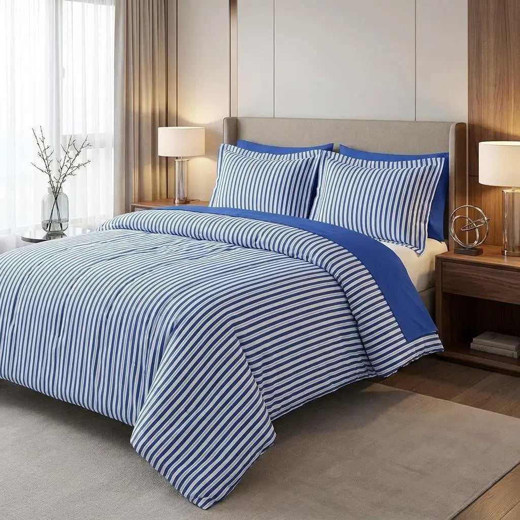Navy Blue Queen Cotton Blend Washable Duvet Cover Set Homeroots Bed & Bath