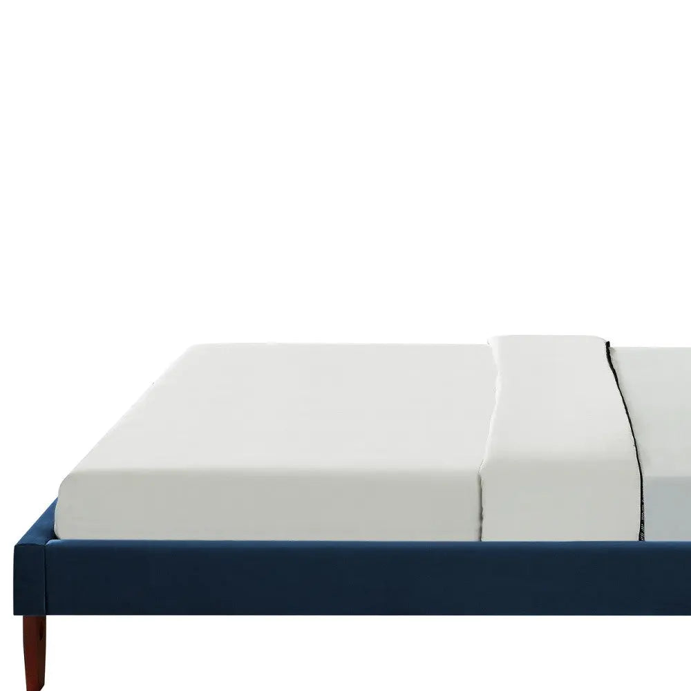 Navy Blue Solid Wood King Tufted Upholstered Velvet Bed Homeroots Bed & Bath