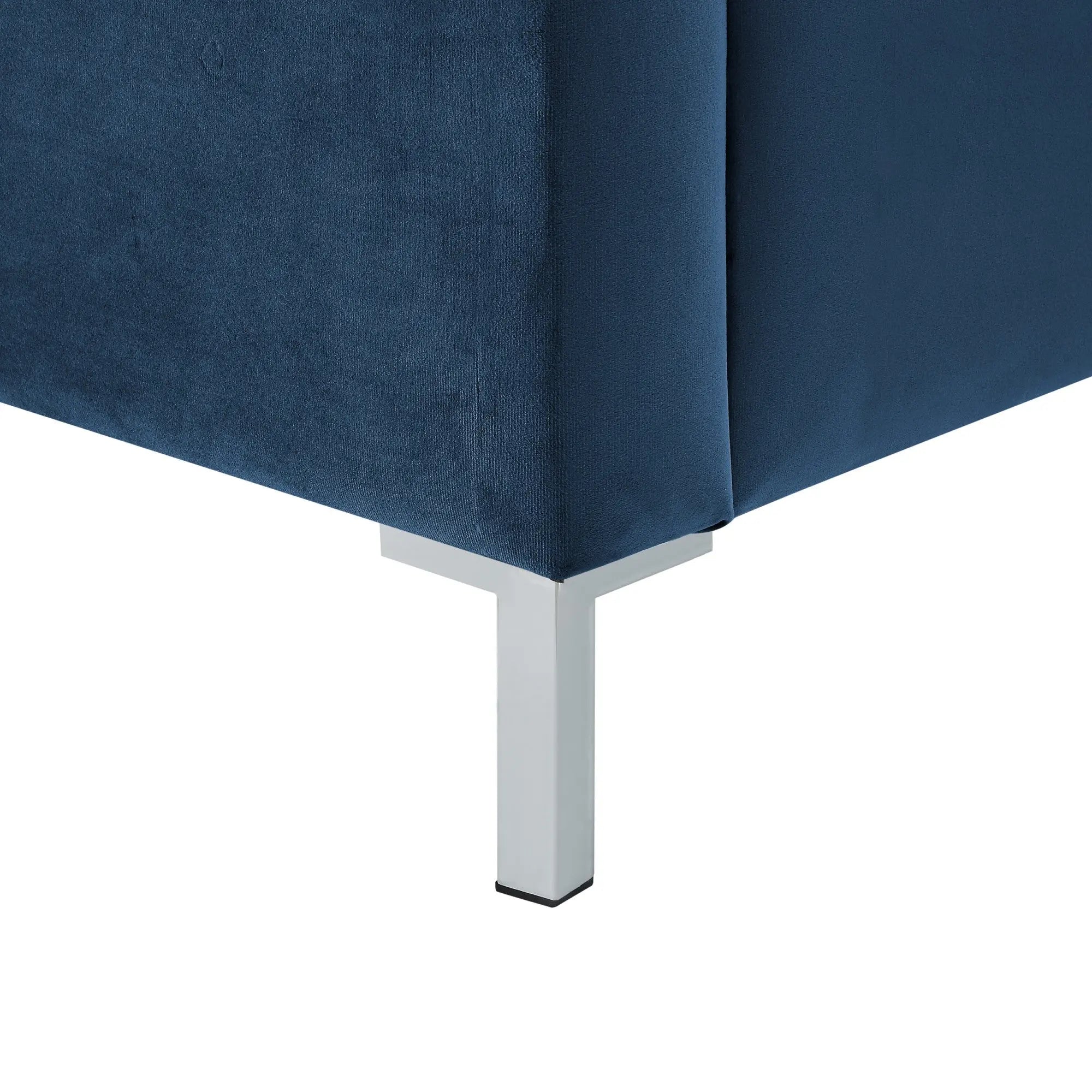 Navy Blue Solid Wood King Upholstered Velvet Bed with Nailhead Trim Homeroots Bed & Bath