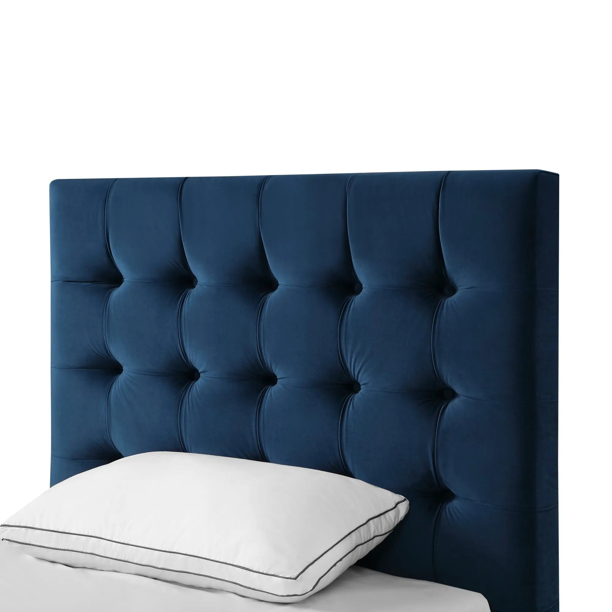 Navy Blue Solid Wood Twin Tufted Upholstered Velvet Bed Homeroots Bed & Bath