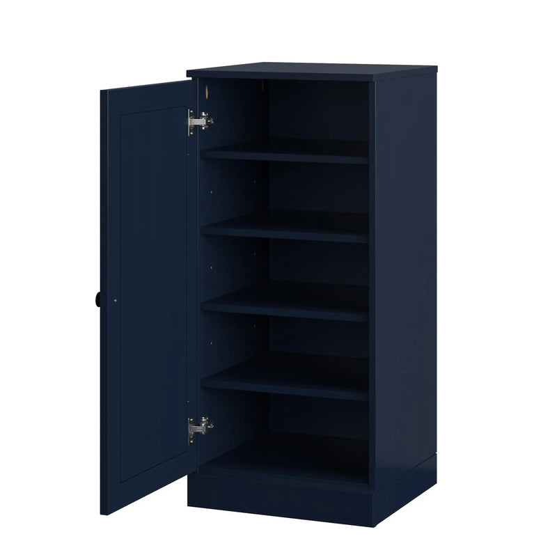 Navy Blue Ten Pair Solid WoodShoe Storage Cabinet Homeroots Organization