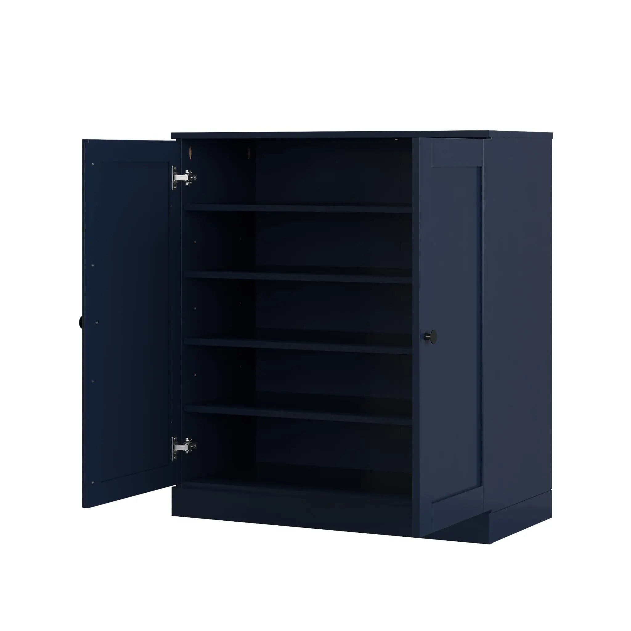 Navy Blue Twenty Pair Solid WoodShoe Storage Cabinet Homeroots Organization