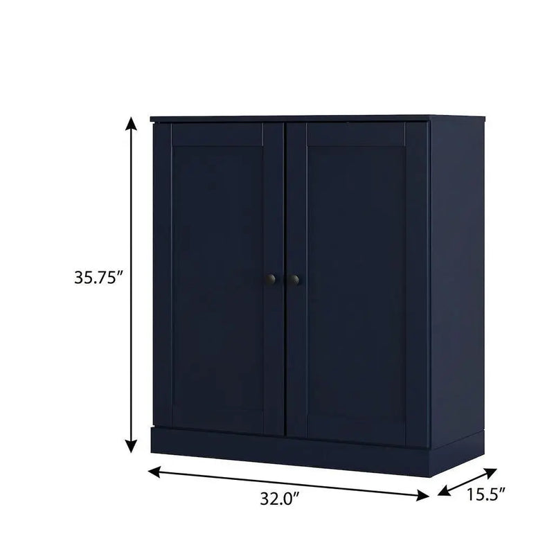 Navy Blue Twenty Pair Solid WoodShoe Storage Cabinet Homeroots Organization