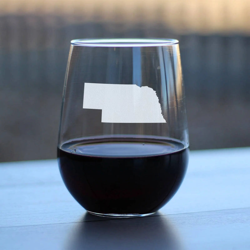 Nebraska Outline Stemless Wine Glass - Nebraskans Gifts Bevvee
