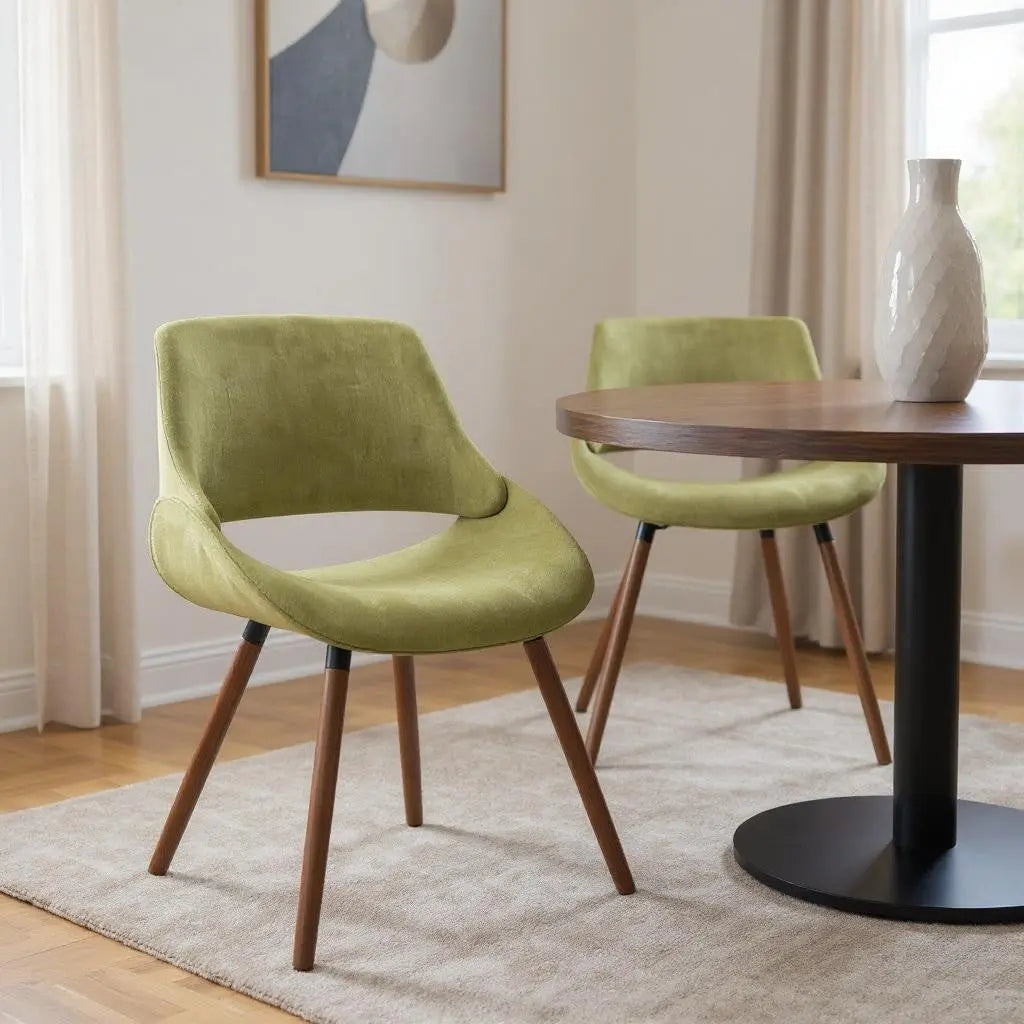 Neon Green and Natural Solid Wood Dining Parsons Chair Homeroots Kitchen & Dining