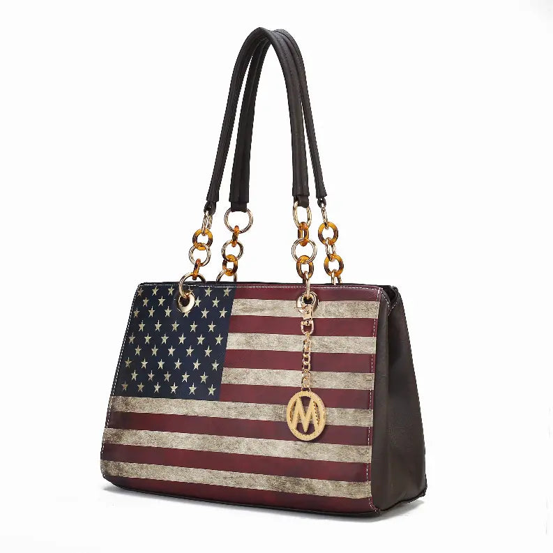 Nevaeh Vegan Leather patriotic pattern Women's Shoulder Bag MKF Collection by Mia K.