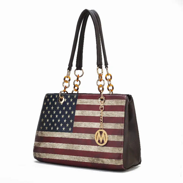 Nevaeh Vegan Leather patriotic pattern Women's Shoulder Bag MKF Collection by Mia K.