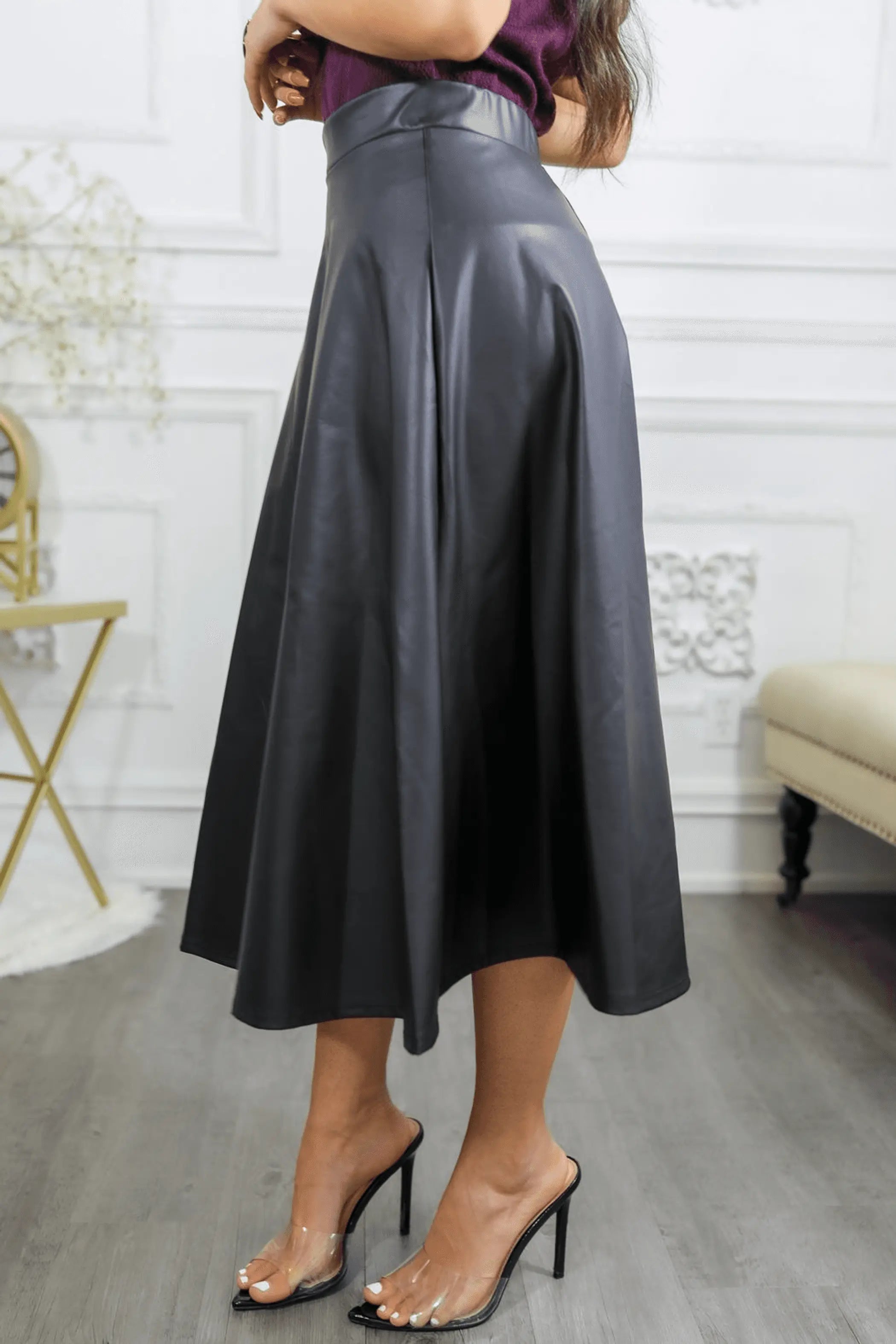 Never Enough Pleated Faux Leather Skirt SurelyMine