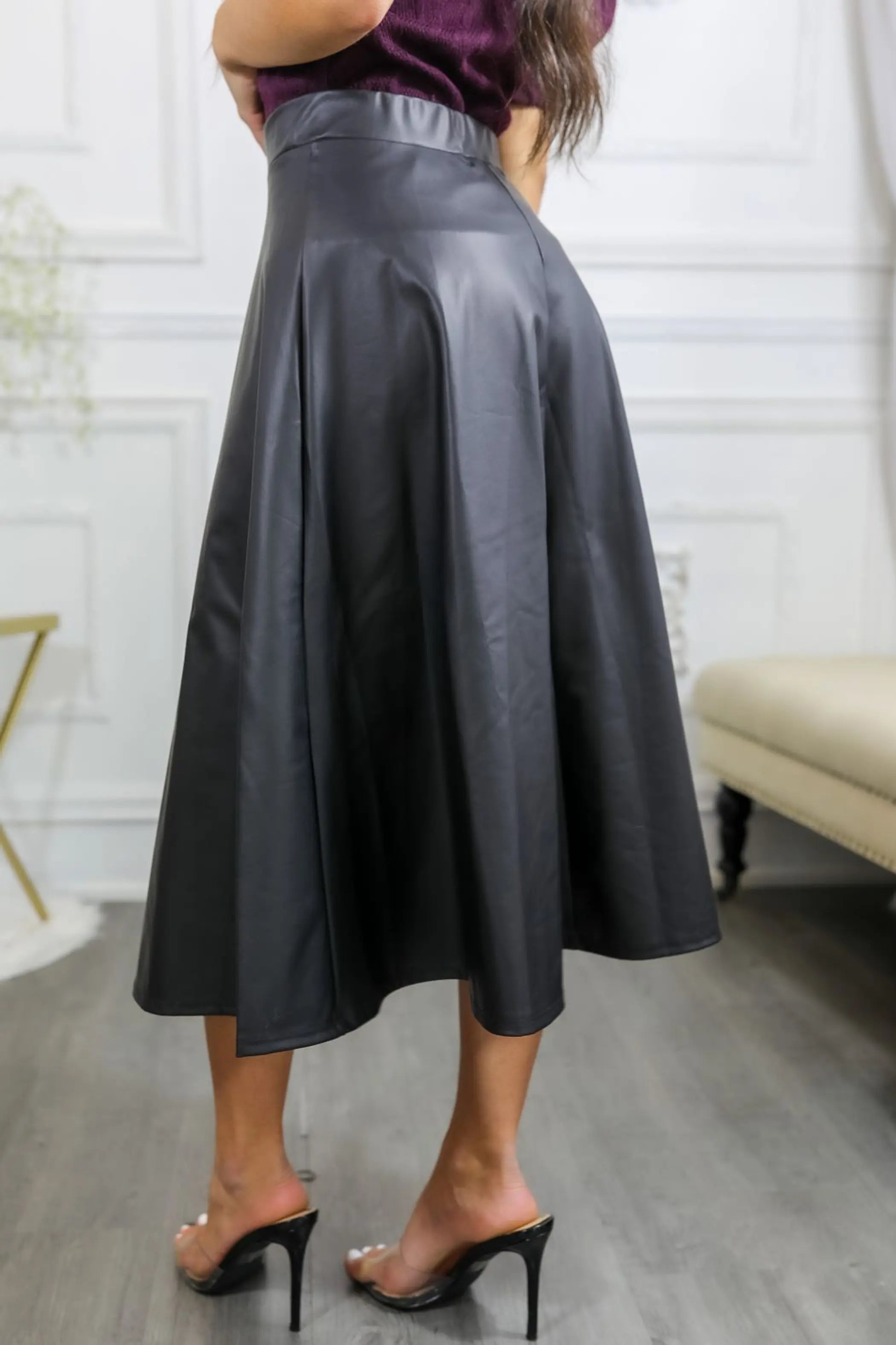 Never Enough Pleated Faux Leather Skirt SurelyMine